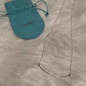 Authentic Tiffany & Co. Silver AG925 Large T Smile Pendant Necklace